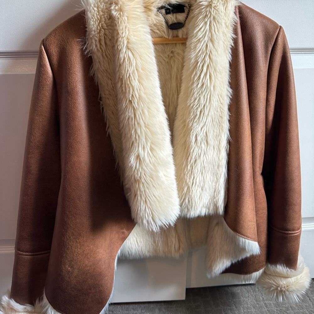 Brown Faux Fur Trimmed Jacket